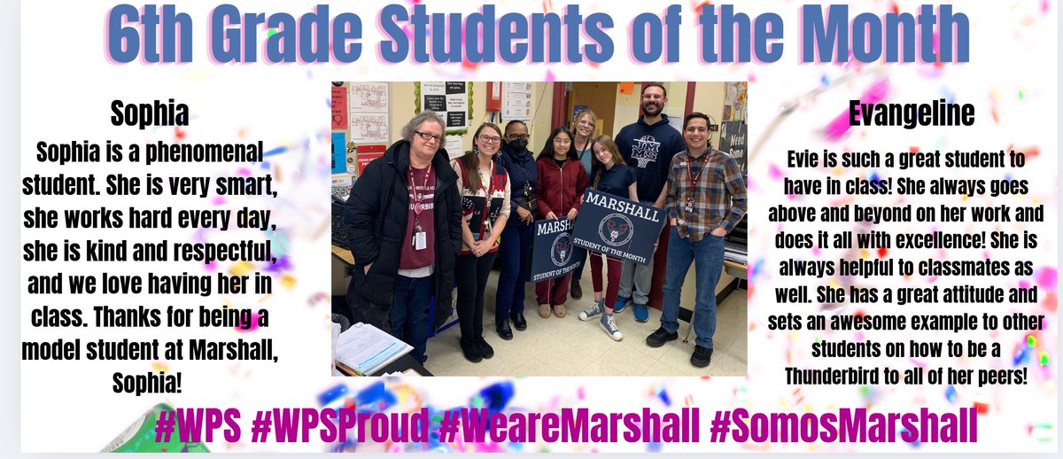 MarshallUsd259's tweet photo. CONGRATULATIONS to ALL of our Students Of The Month!! 🥳🎉🎊 #WPS #WPSProud #WeareMarshall #SomosMarshall #StudentsoftheMonth @WichitaUSD259 https://t.co/9PUI5K0qeG