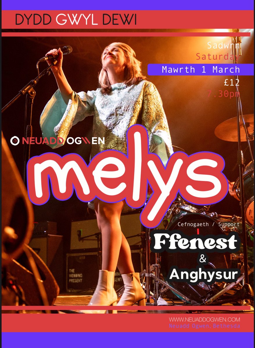 Melys official (@melysmusic) on Twitter photo Methu aros i fod yn รดl Neuadd Ogwen, Bethesda - canโt wait to be back at Neuadd Ogwen. Great venue, great people.
Support from Ffenest & Yr Anghysur Methu aros i fod yn รดl Neuadd Ogwen, Bethesda - canโt wait to be back at Neuadd Ogwen. Great venue, great people.
Support from Ffenest & Yr Anghysur