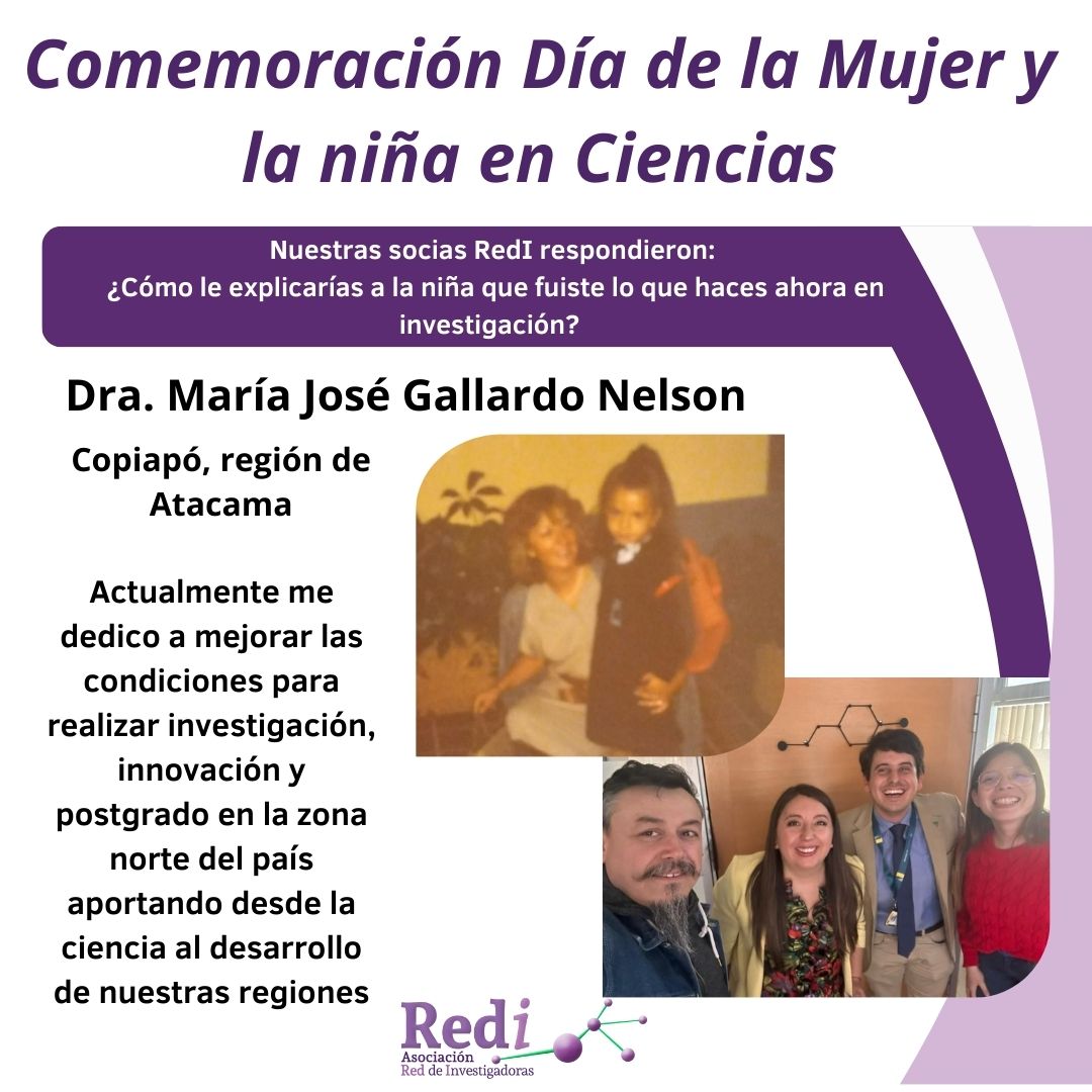 Asociación Red de Investigadoras (@redinvestchile) on Twitter photo Día Int. de la Mujer y la Niña en Ciencias, les preguntamos a nuestras socias ¿Cómo le explicarías a la niña que fuiste lo que haces ahora en investigación?
La Dra. María José Gallardo <a href="/cotegallardo27/">María José Gallardo Nelson</a> , tesorera RedI y Vicerrectora <a href="/UAtacama/">Universidad de Atacama</a> le cuenta a las niñas a q se dedica!! Día Int. de la Mujer y la Niña en Ciencias, les preguntamos a nuestras socias ¿Cómo le explicarías a la niña que fuiste lo que haces ahora en investigación?
La Dra. María José Gallardo <a href="/cotegallardo27/">María José Gallardo Nelson</a> , tesorera RedI y Vicerrectora <a href="/UAtacama/">Universidad de Atacama</a> le cuenta a las niñas a q se dedica!!