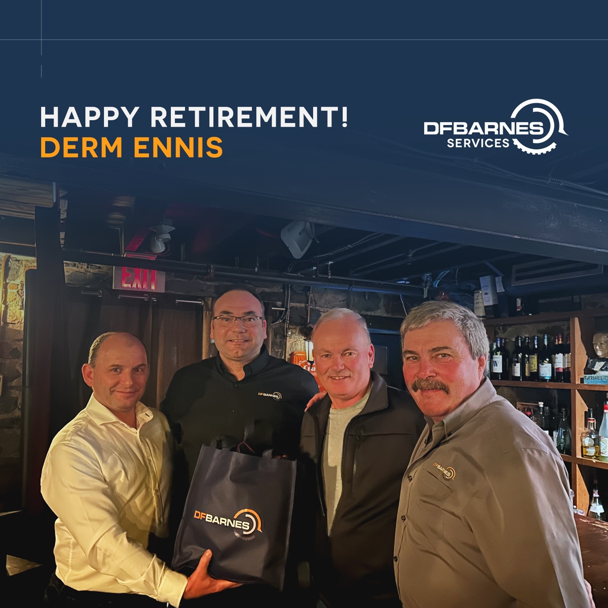 🎉 Happy Retirement, Derm Ennis! 🎉

After 25 years of dedication, hard work &amp; camaraderie, we celebrate Derm Ennis as he retires from DF Barnes Services.

Thank you, Derm, for everything! Wishing you all the best in this next chapter! 👏🎊