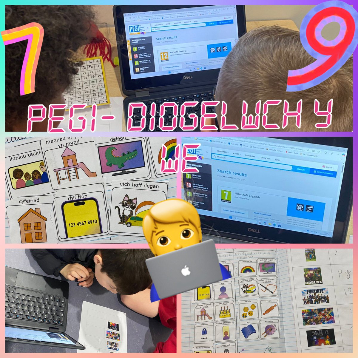 💻🧑‍💻 Diogelwch y We | Internet Safety Day 💻🧑‍💻

“Well i mi beidio mynd ar hwnna….dwi rhy ifanc” oedd ymateb y plant heddiw wrth edrych ar Pegi! 😳😮

Ie, wir…BYDDWCH YN OFALUS! 

“I better not play Fortnite…I’m too young!” Was the discussion this morning. #InternetSafetyDay