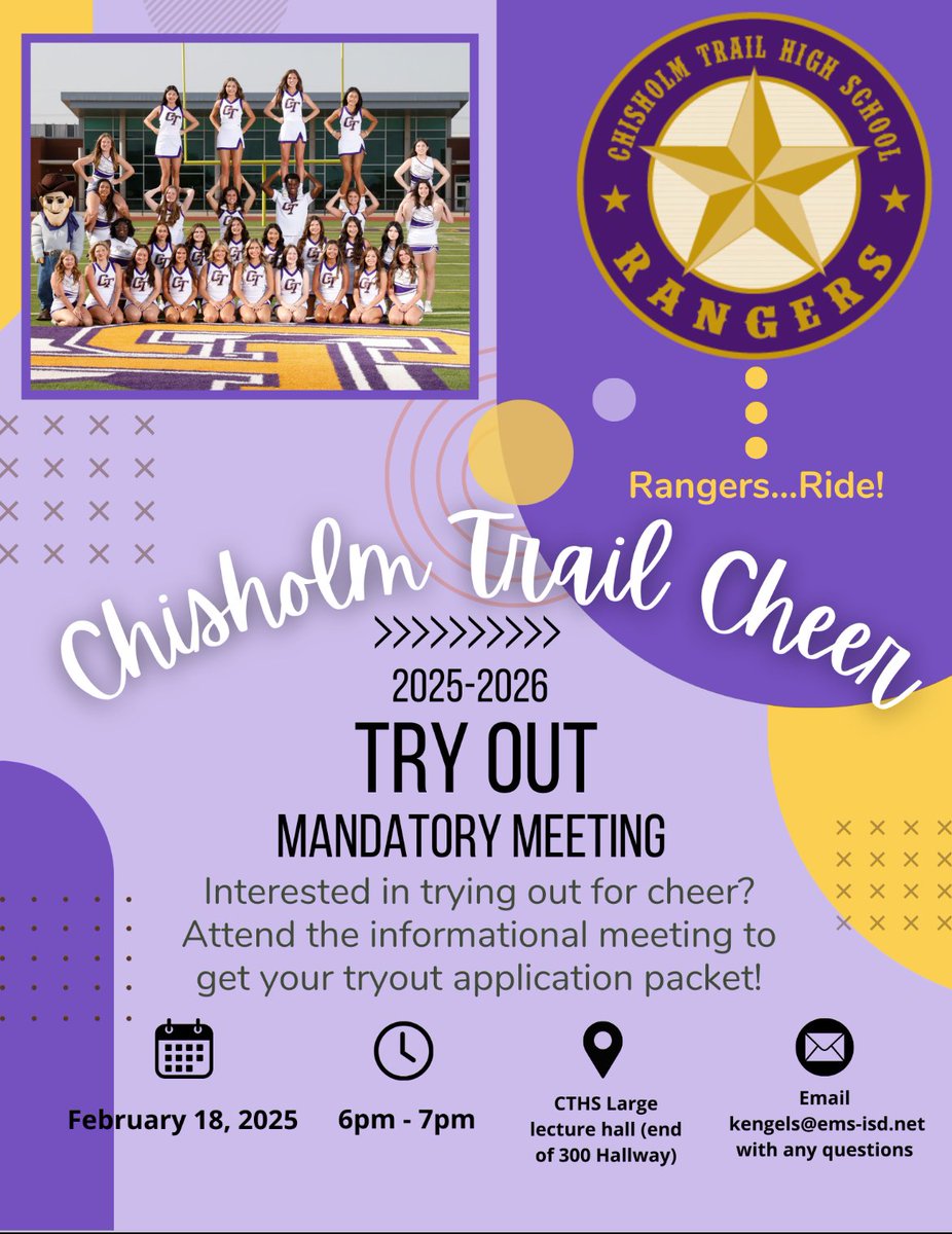 Join us on February 18th and learn how YOU can join CTHS Cheer! 💜💛