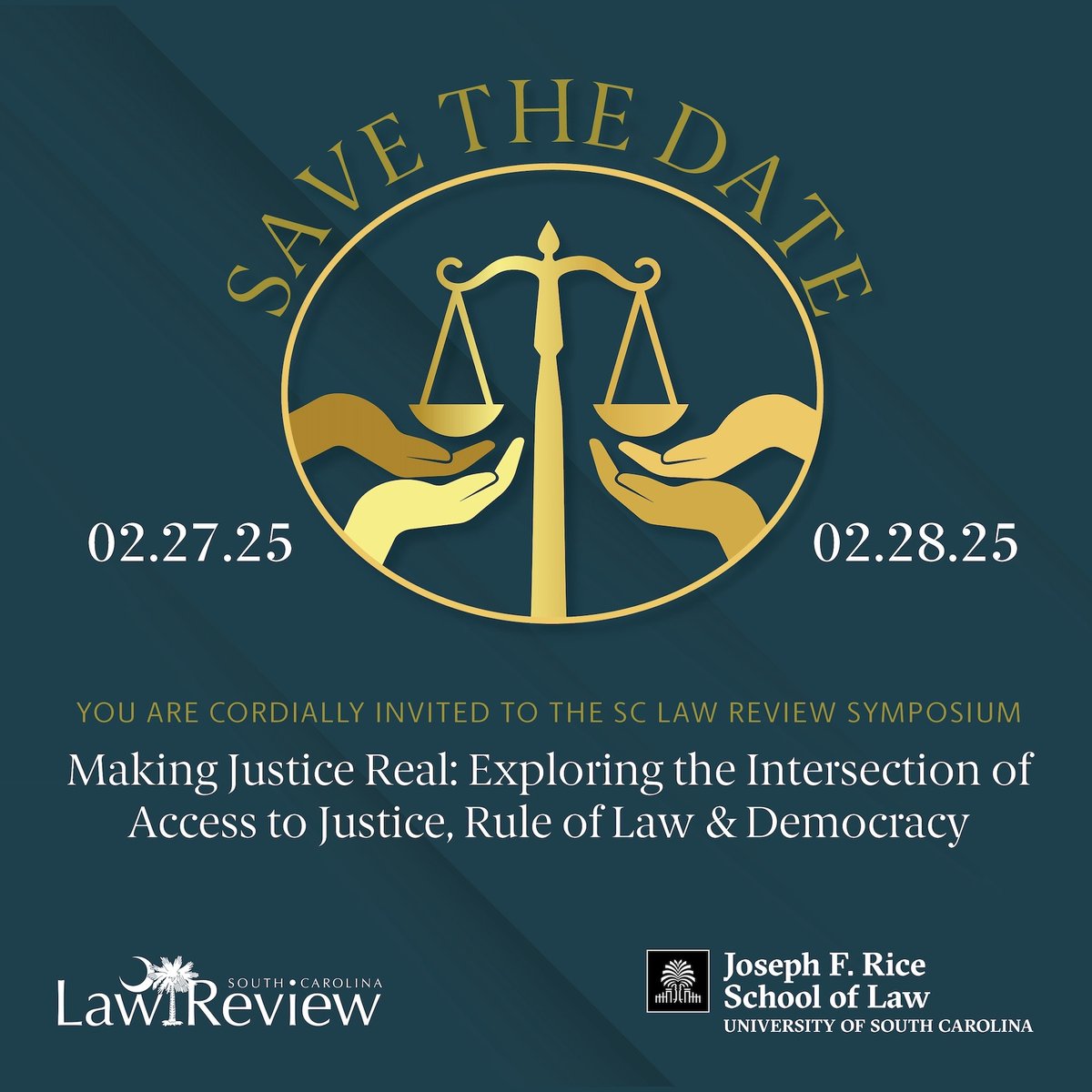 S.C. Law Review (@sclawreview) on Twitter photo Thrilled to have our 2025 symposium this year at <a href="/UofSCLaw/">USC Joseph F. Rice School of Law</a> on February 27th & 28th!
The symposium is good for 6 CLE credits.
Register here: sclawreview.org/symposium/ Thrilled to have our 2025 symposium this year at <a href="/UofSCLaw/">USC Joseph F. Rice School of Law</a> on February 27th & 28th!
The symposium is good for 6 CLE credits.
Register here: sclawreview.org/symposium/