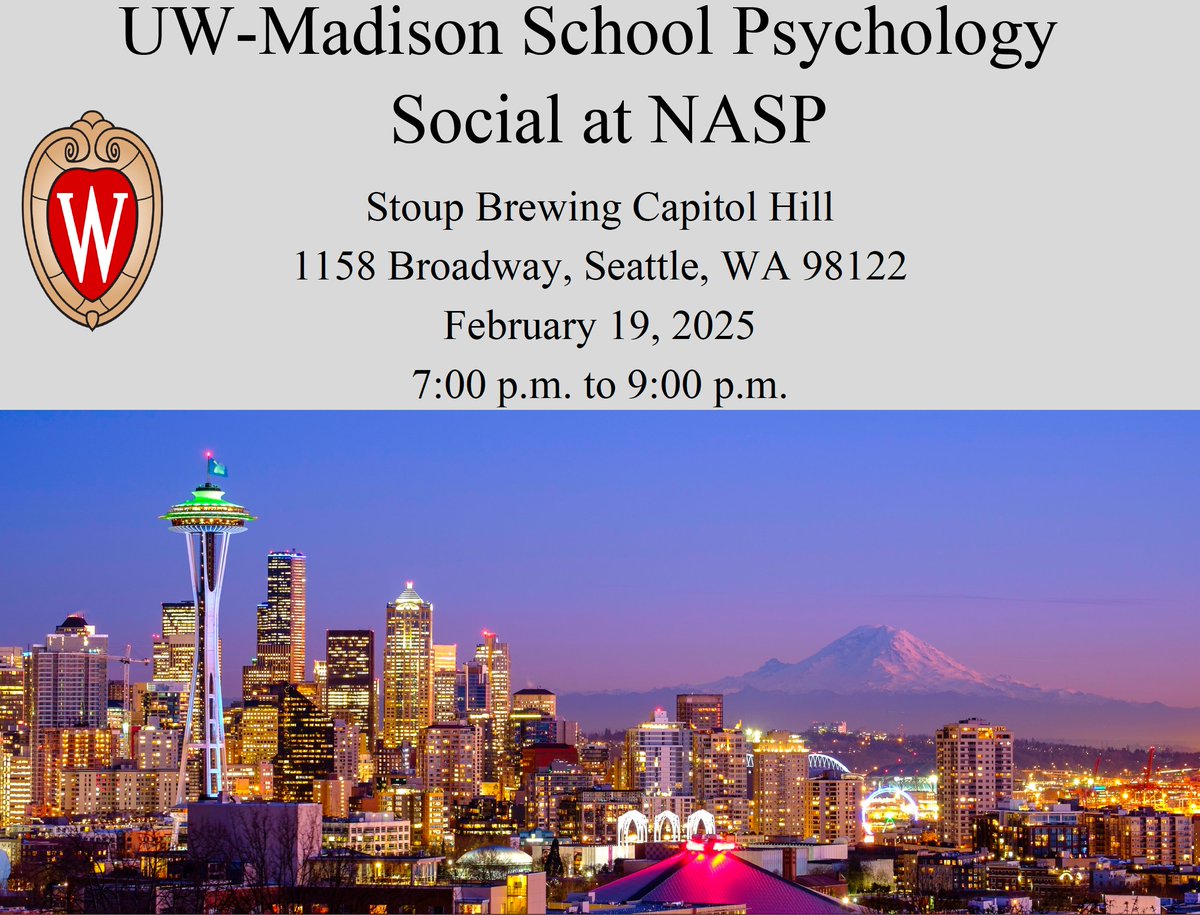 We're hoping to see Alumni and friends of the UW School Psychology program at NASP 2025 in Seattle! Join us at Stoup Brewing (just a short walk from the Convention Center). Gluten free and non-alcoholic options available (along with a food truck until 9pm).