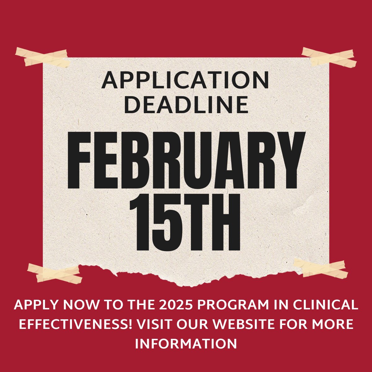 🚨 Last Call to Apply! 🚨

The deadline to apply for the Program in Clinical Effectiveness is February 15th! Don't miss this fantastic opportunity to enhance your quantitative and analytical skills for clinical research.

🔗 hsph.harvard.edu/fellowship-spe…