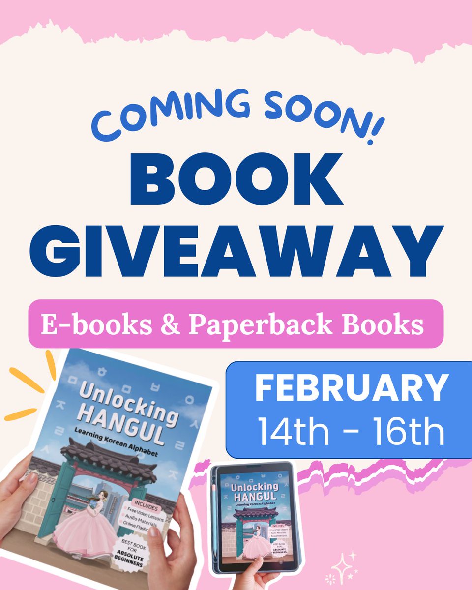 KoreanStudyCafe's tweet photo. 🚨 GIVEAWAY TEASER ALERT! 🚨

Something exciting is on the way… and it’s FREE! 👀🎁
Can you guess the mystery prize? 🤔
[A Book / A Coffee Coupon / Earphones]

The big reveal is coming soon—stay tuned! 🔥

#UnlockingHangul #LearnKorean #Hangul #LanguageLearning #BookGiveaway https://t.co/mxsAagOfo6