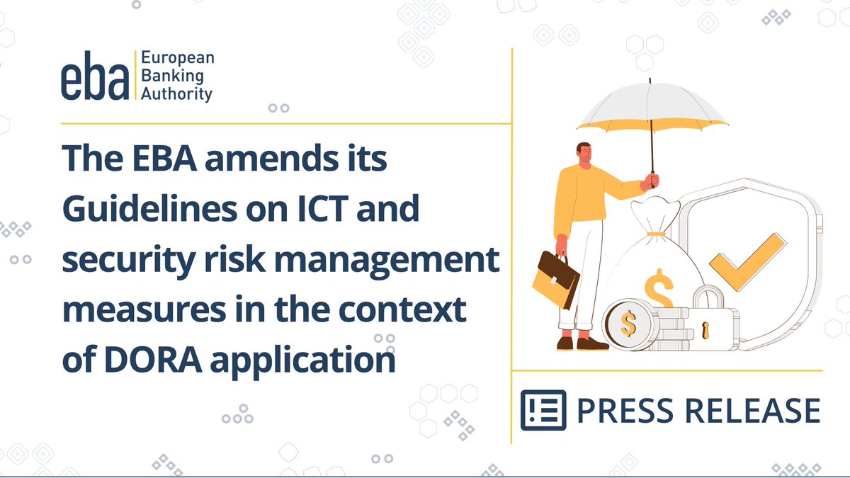 ⚡ The #EBA has narrowed down the scope of its existing #Guidelines on ICT and security risk management measures, due to the application of harmonised ICT risk management requirements under the Digital Operational Resilience Act (#DORA).

More here 👇🏽

europa.eu/!wxjCdg