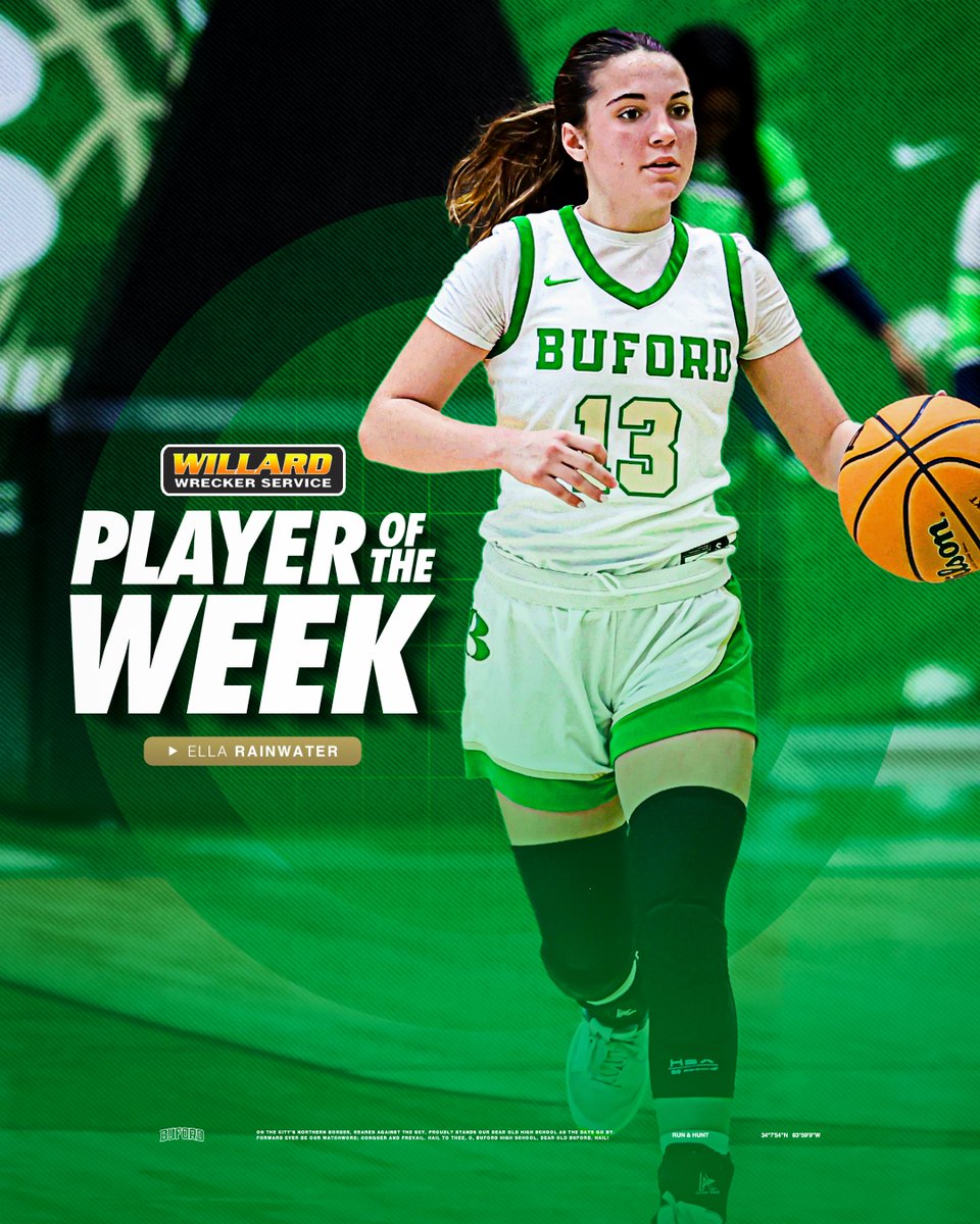 Buford Women's Basketball (@buford_wbb) on Twitter photo Congratulations to our Willard Wrecker Service Player of the Week โก๏ธ <a href="/ellarainwater_/">Ella Rainwater</a>
#CultureWins | #RunAndHunt Congratulations to our Willard Wrecker Service Player of the Week โก๏ธ <a href="/ellarainwater_/">Ella Rainwater</a>
#CultureWins | #RunAndHunt