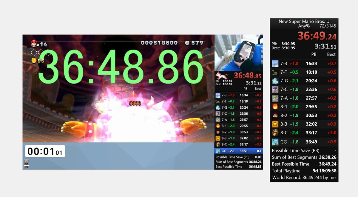 I got it!!!!
ついに世界記録が出せました！！！
マリオU最高！！！！