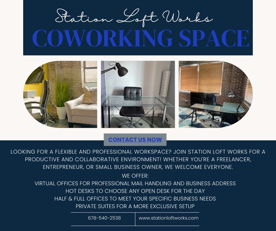 stationloftwork's tweet photo. https://t.co/KXeNUfi5qi

#DouglasvilleGA #Coworking #OfficeRental #OfficeRentalSpace #CoworkingSpace #OfficeSpace #DowntownDouglasville #HotDesk #BusinessCommunity #FlexibleWorkspace #villaricaga #pauldingcounty #hiramga #templega #carrolltonga #powderspringsga https://t.co/hqFehNpwX4