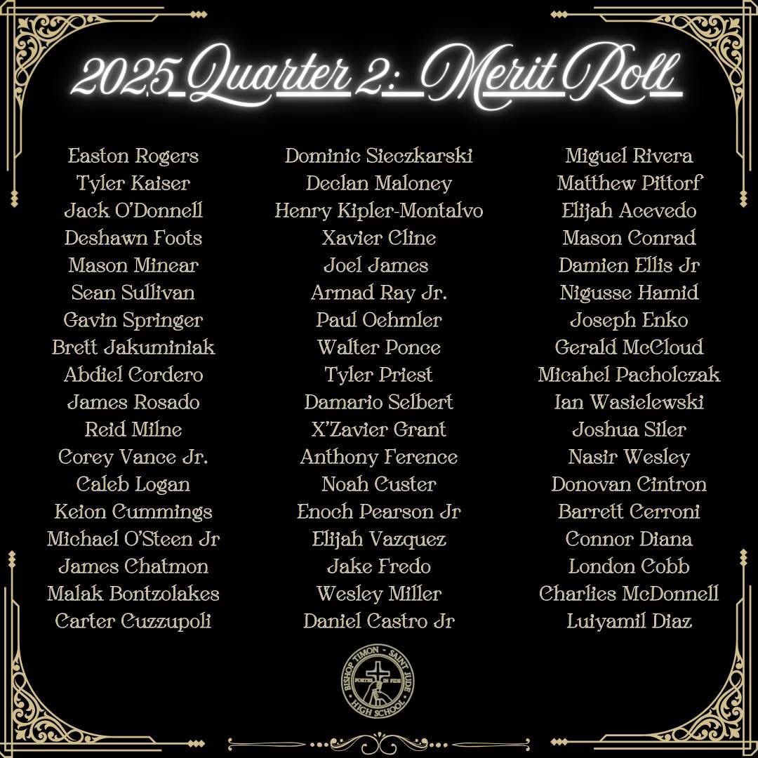 Congratulations to our Bishop Timon students for their outstanding academic achievements during the second quarter! We are proud to recognize those who earned First Honors with Distinction, First Honors, and Merit Roll! Congratulations for another outstanding quarter.