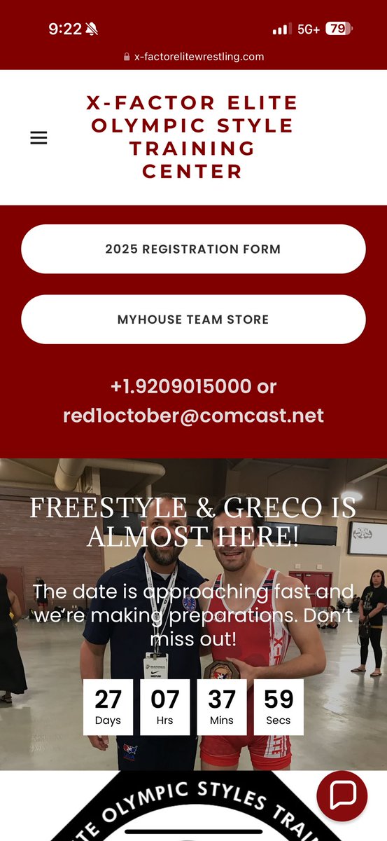 We start back up in 27 days!!! In the meantime go to the team store and place your order. Order now it will take 4 weeks to receive. Also start sending in those registrations. Just go to the website x-factorelitewrestling.com