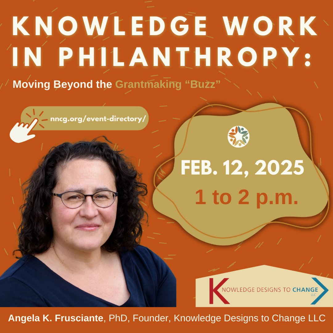 🚨 Don’t miss it! 🚨

The "Knowledge Work in Philanthropy" webinar is TOMORROW, Feb. 12 | 1 to 2 p.m. EST!

Join Angela K. Frusciante, PhD as she explores knowledge work &amp; its role in equitable change strategies. 🎯

🔗 Register now: nncg.org/event-director…

#NNCG #NNCGisWE