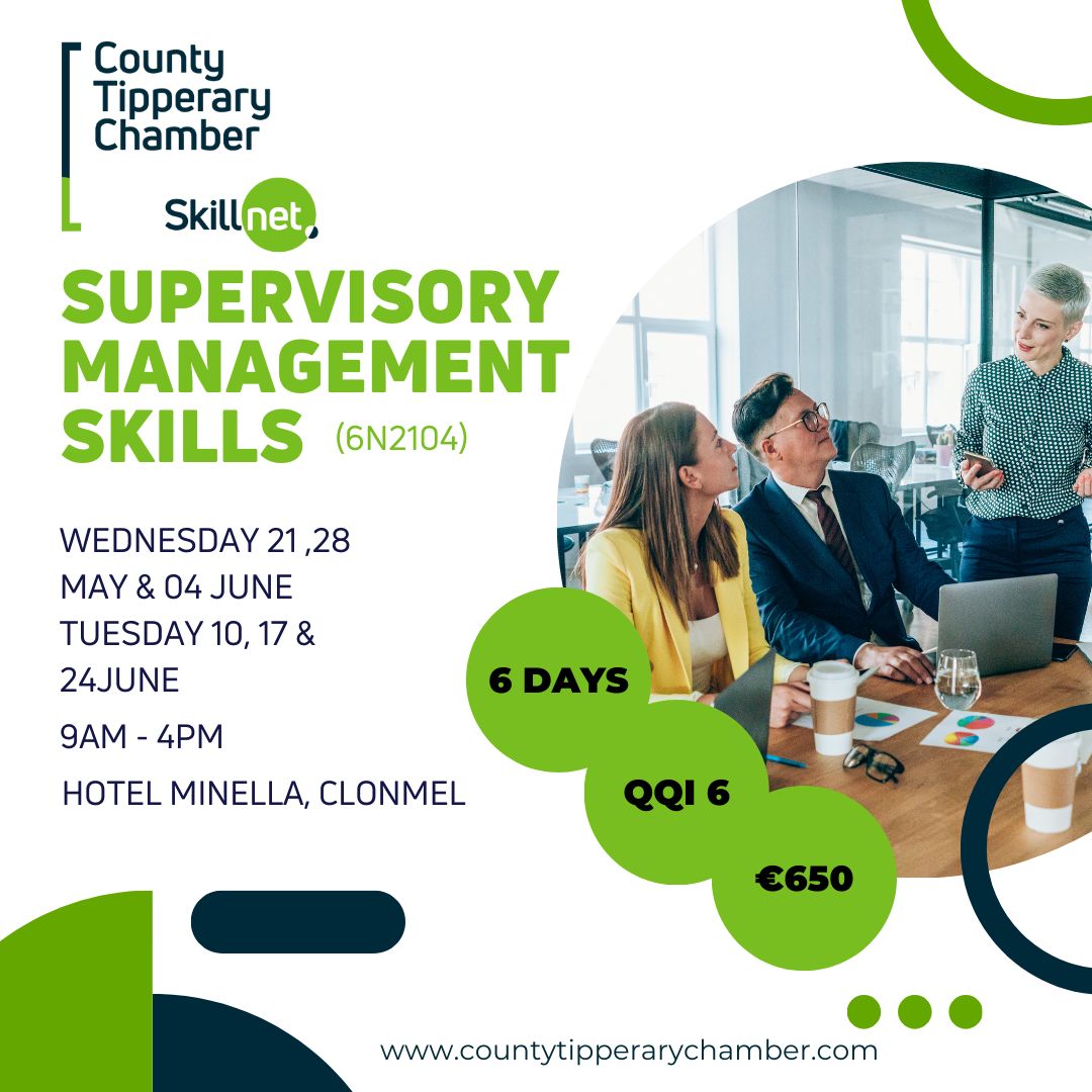 County Tipperary Chamber Skillnet (@cotippskillnet) on Twitter photo Are you ready to take your leadership skills to the next level? Join our comprehensive Supervisory Management Skills course and unlock your potential!
Register here: countytipperarychamber.com/skillnet-upcom…
#ThinkTalent #SupervisoryManagement <a href="/CTChamber/">County Tipperary Chamber</a> Are you ready to take your leadership skills to the next level? Join our comprehensive Supervisory Management Skills course and unlock your potential!
Register here: countytipperarychamber.com/skillnet-upcom…
#ThinkTalent #SupervisoryManagement <a href="/CTChamber/">County Tipperary Chamber</a>