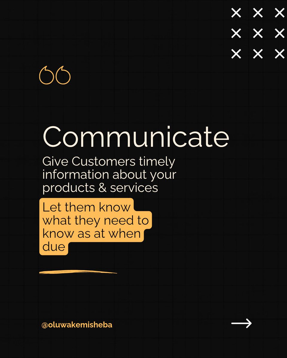 Do you communicate relevant information about your product/services as at when due to your customers ?
Customers deserve R.E.S.P.E.C.T!
#respect
#CustomerExperience 
#communication 
#information 
#happyclients 
#CustomerService
#care
