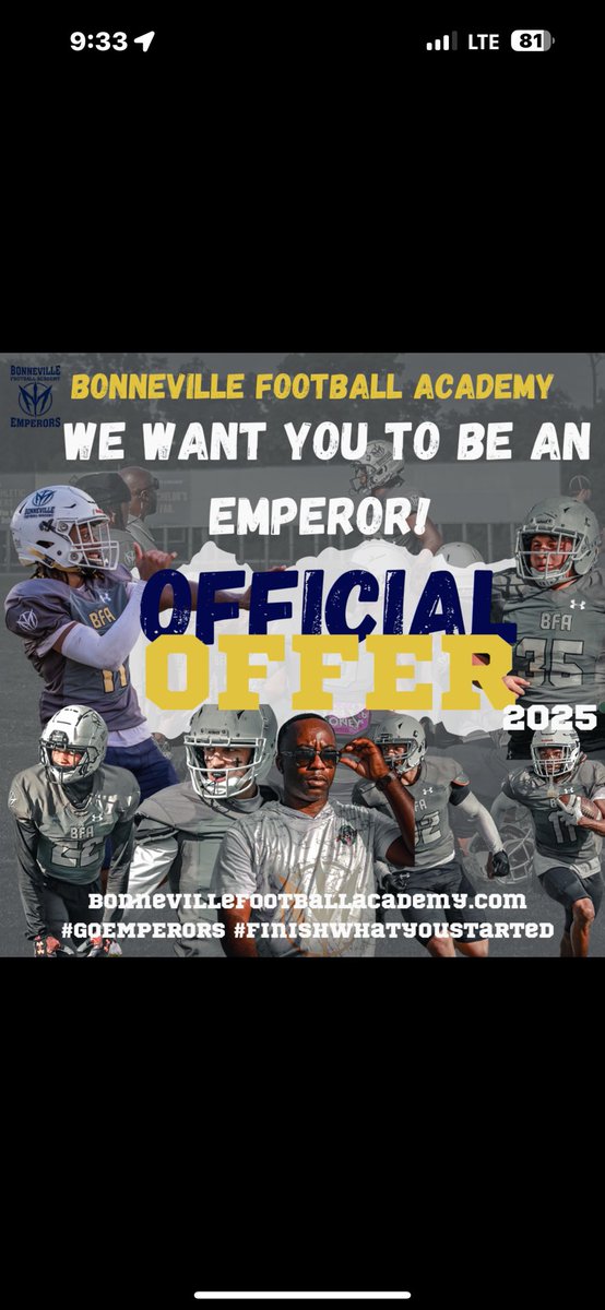 Roman Grayson (@roman_grayson2) on Twitter photo #AGTG🙌🏾 After a great conversation with <a href="/coachjulio1119/">Coach Julio</a> I am blessed to receive an offer from <a href="/BonnFootball/">Bonneville Football Academy</a> ❤️ #AGTG🙌🏾 After a great conversation with <a href="/coachjulio1119/">Coach Julio</a> I am blessed to receive an offer from <a href="/BonnFootball/">Bonneville Football Academy</a> ❤️