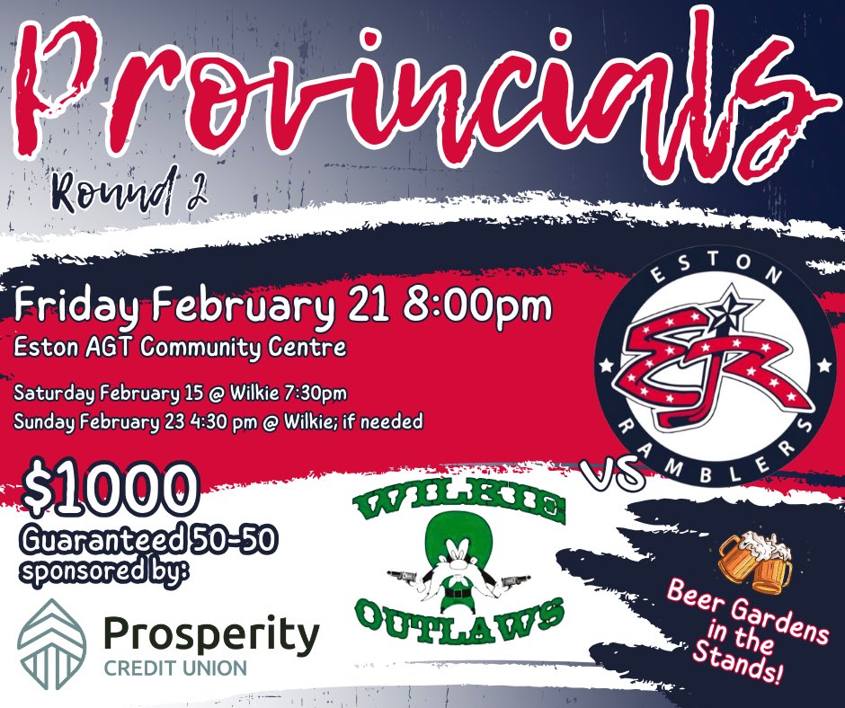 Provincials start this weekend vs. <a href="/WilkieOutlaws/">Wilkie Outlaws Hockey Club</a> 

Home game Feb 21st!
