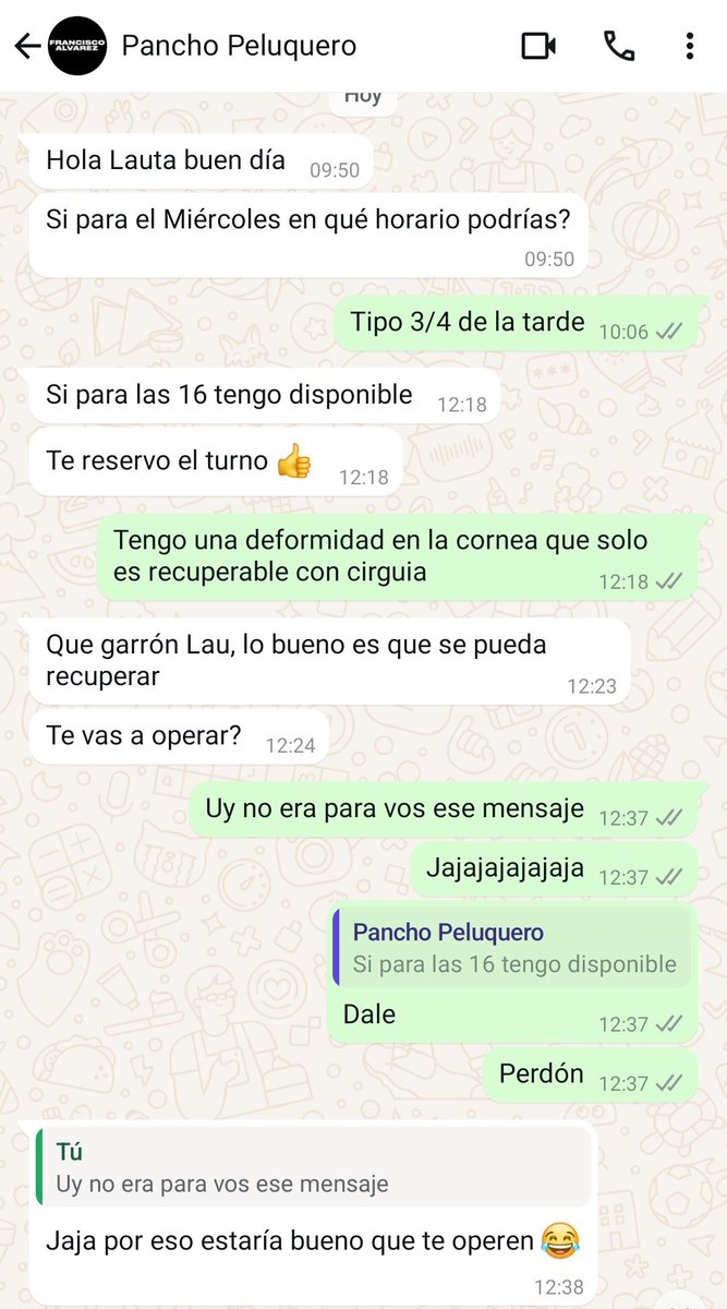 mamafok's tweet photo. Le quise reenviar un mensaje a un amigo sobre que me tenía que operar y se lo reenvíe al PELUQUERO
Lamentablemente gagá a los 20 https://t.co/wnZyW5JvpB