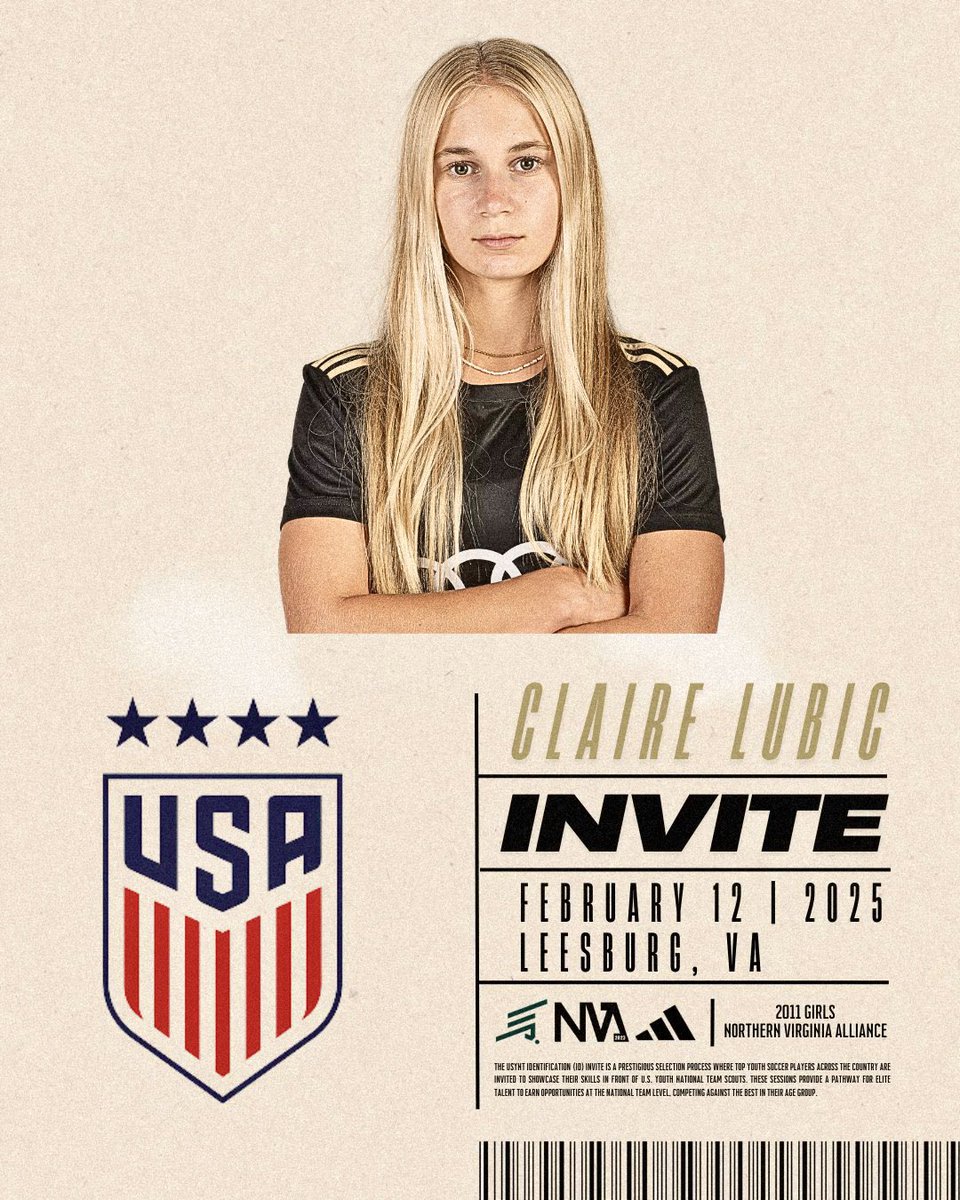 Claire.Lubic (@clairelubic11) on Twitter photo 🇺🇸 I’m looking forward to attending my 2️⃣ <a href="/USYNT/">U.S. Soccer YNT</a> Talent ID this wk! I am grateful for the opportunity to play with so many talented players! 🙏🏻 👏Congrats to all <a href="/NVAECNLSoccer/">NVA ECNL Soccer</a> players selected! <a href="/TheSoccerWire/">SoccerWire</a> <a href="/PrepSoccer/">Prep Soccer ⚽️</a> <a href="/ImYouthSoccer/">ECNL/GA/Recruiting/College Soccer</a> <a href="/ImCollegeSoccer/">College Soccer Truth ™</a> <a href="/PrepSoccer/">Prep Soccer ⚽️</a> <a href="/ECNLgirls/">ECNL Girls</a> 🇺🇸 I’m looking forward to attending my 2️⃣ <a href="/USYNT/">U.S. Soccer YNT</a> Talent ID this wk! I am grateful for the opportunity to play with so many talented players! 🙏🏻 👏Congrats to all <a href="/NVAECNLSoccer/">NVA ECNL Soccer</a> players selected! <a href="/TheSoccerWire/">SoccerWire</a> <a href="/PrepSoccer/">Prep Soccer ⚽️</a> <a href="/ImYouthSoccer/">ECNL/GA/Recruiting/College Soccer</a> <a href="/ImCollegeSoccer/">College Soccer Truth ™</a> <a href="/PrepSoccer/">Prep Soccer ⚽️</a> <a href="/ECNLgirls/">ECNL Girls</a>