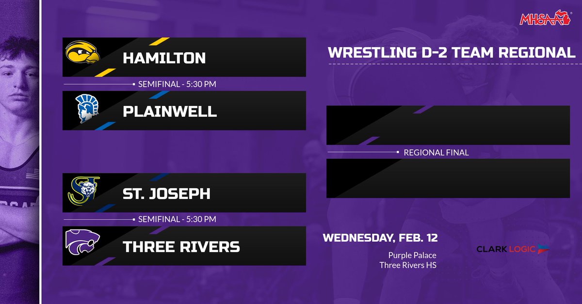 WRESTLING: MHSAA Division II Team Regional Wednesday night in Three Rivers... Please purchase tickets in advance to avoid lines, tickets are only available at: gofan.co/event/3181448?…