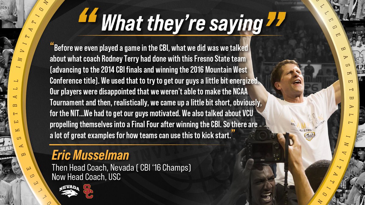 Eric Musselman and <a href="/NevadaHoops/">Nevada Basketball</a> won the CBI in 2016, which led to 3 straight NCAA Tournament appearances!! The Wolfpack won 28+ games in three straight seasons after the CBI!!

🎟️: ticketmaster.com/search?q=colle…