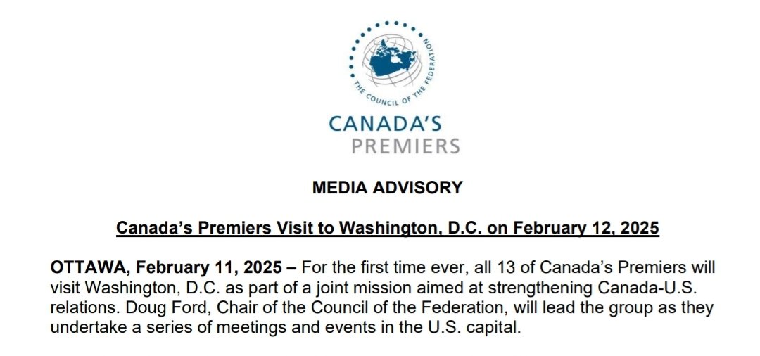 All 13 premiers are headed to Washington. First time the entire group has gone. See who they get meetings with.