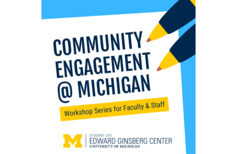 Join the Ginsberg Center’s Community Engagement @ Michigan Series:  Feb 21, 2025.

Through seminars and events, this faculty and professional development series l earning about or further developing community-driven practice.
#engagedlearning

sessions.studentlife.umich.edu/track/event/se…