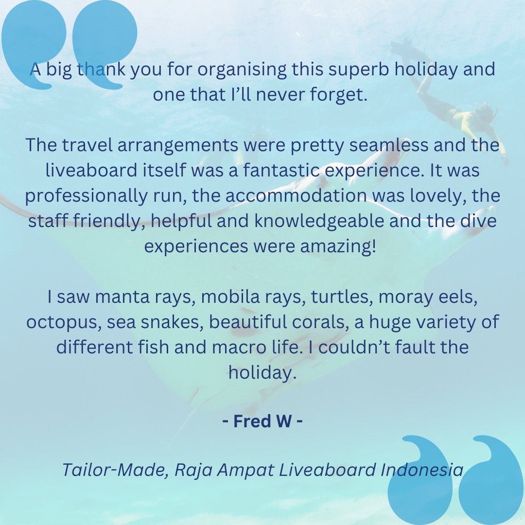 What an epic trip our client, Fred W, had in Indonesia! We love hearing your feedback...

Find your perfect Indonesian Liveaboard holiday regal-diving.co.uk/indonesian-liv…