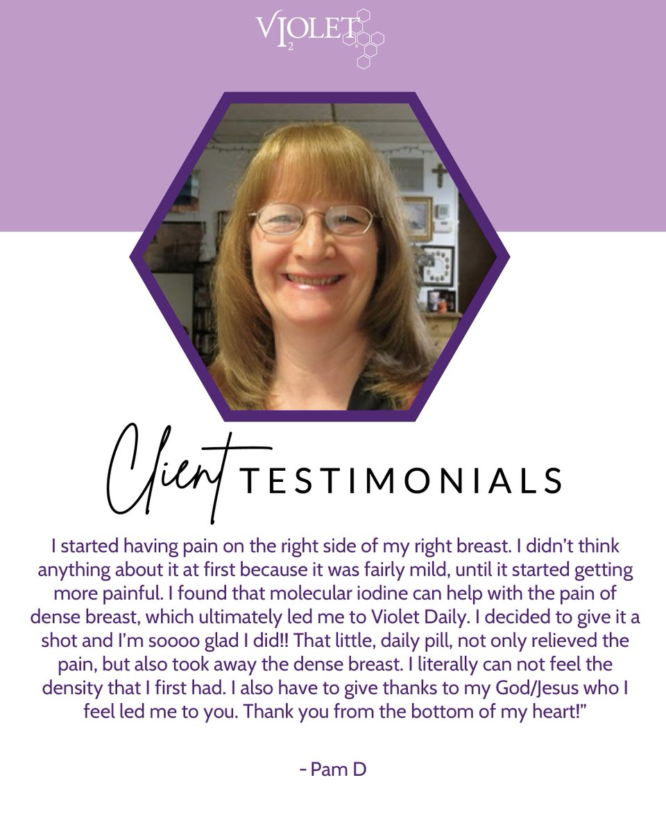 A huge thank you to Pam for your kind review! 💖 We’re so happy to hear how Violet has made a difference for you. Your feedback is everything to us and motivates us to keep supporting women’s health every day.

#breasthealth #violetdailypill #violet #womenshealth