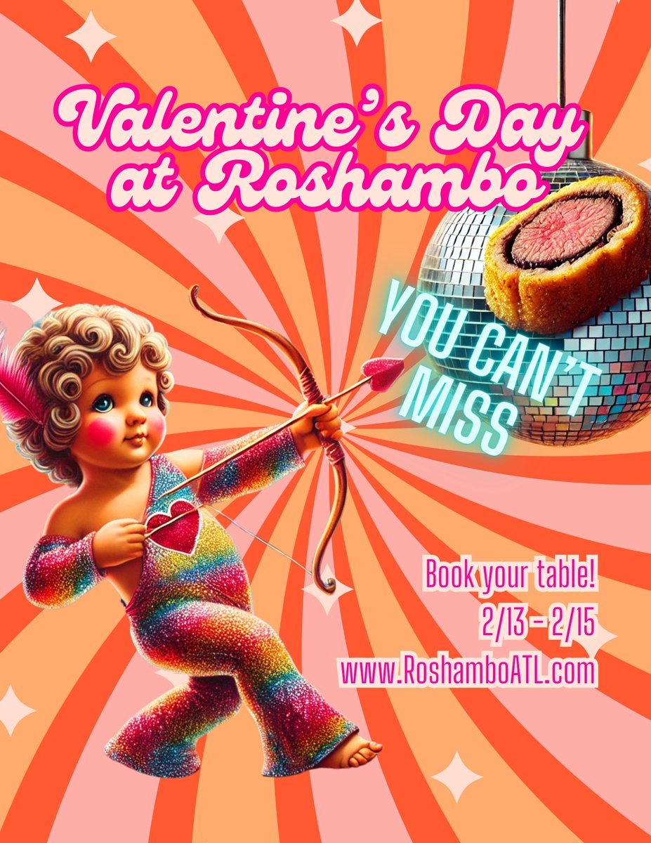 roshamboatl's tweet image. We&apos;re doing it up for #ValentinesDay!✨🥂✨
Make it memorable with out of this world Valentine&apos;s specials. 
Go BIG: pre-order the #BeefWellington for 2 when you #bookyourtable!

RoshamboATL.com

#valentinesdaymenu #valentinesweekend #atlantarestaurants #foodislove