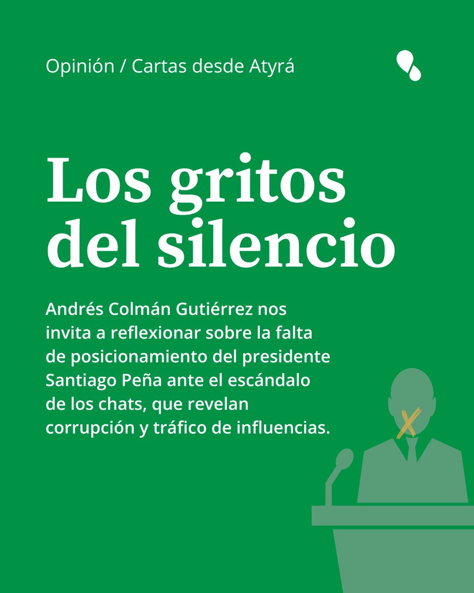 🤐A veces el silencio resulta mucho más estruendoso y dice mucho más que cualquier palabra, sonido, ruido, grito.

La falta de posicionamiento del Presidente de la República, <a href="/SantiPenap/">Santiago Peña</a>,  ante el escándalo de los chats del asesinado ex diputado Lalo Gómez que revela un esquema