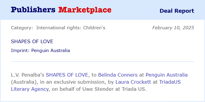 Congratulations to L.V. Penalba on the Australian sale of SHAPES OF LOVE! #TeamTriada