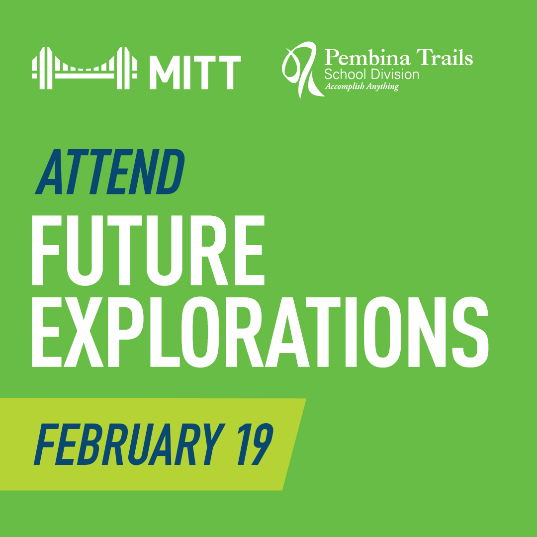 Pembina Trails SD (@pembinatrails) on Twitter photo The Future Explorations event on February 19th offers grade 🔟 students in Pembina Trails the chance to visit/interact with MITT instructors about the programs available in grades 11 and 12 through the Pembina Trails partnership agreement 💇♀️👨🍳 
Visit ➡️ MITT.ca/openhouse The Future Explorations event on February 19th offers grade 🔟 students in Pembina Trails the chance to visit/interact with MITT instructors about the programs available in grades 11 and 12 through the Pembina Trails partnership agreement 💇♀️👨🍳 
Visit ➡️ MITT.ca/openhouse