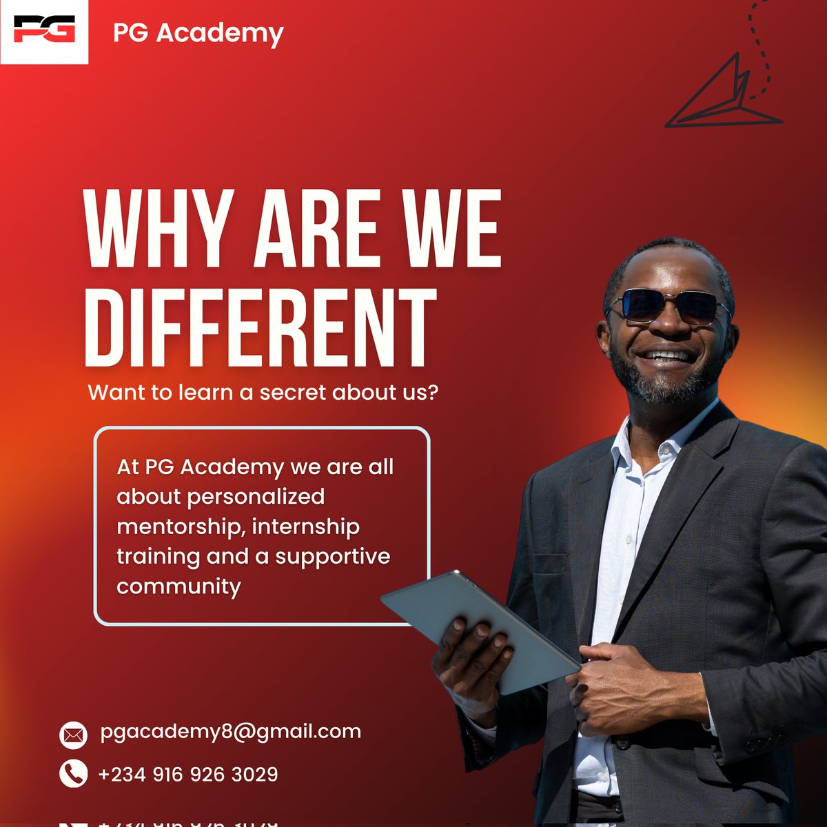 pgacademy8's tweet photo. At PG Academy, we're all about personalized mentorship, hands-on training, and a supportive community! Our expert trainers will guide you every step of the way, helping you build the skills and confidence you need to succeed

To Join text "COMMUNITY" to pgacademy8@gmail.com https://t.co/ehykLvHec1