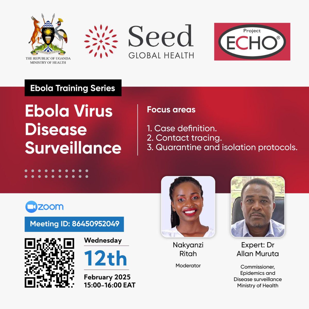 ❗️❗️❗️❗️❗️❗️❗️❗️❗️❗️❗️
IMPORTANT COMMUNICATION

Due to the Ebola outbreak, we will be running a series of sessions focused on Ebola Virus disease.

📌This week’s sessions;
Wed and Thur: 3-4pm
Fri: 2-4pm

Watch out for session links and flyers.

See you then🫱🏽‍🫲🏾