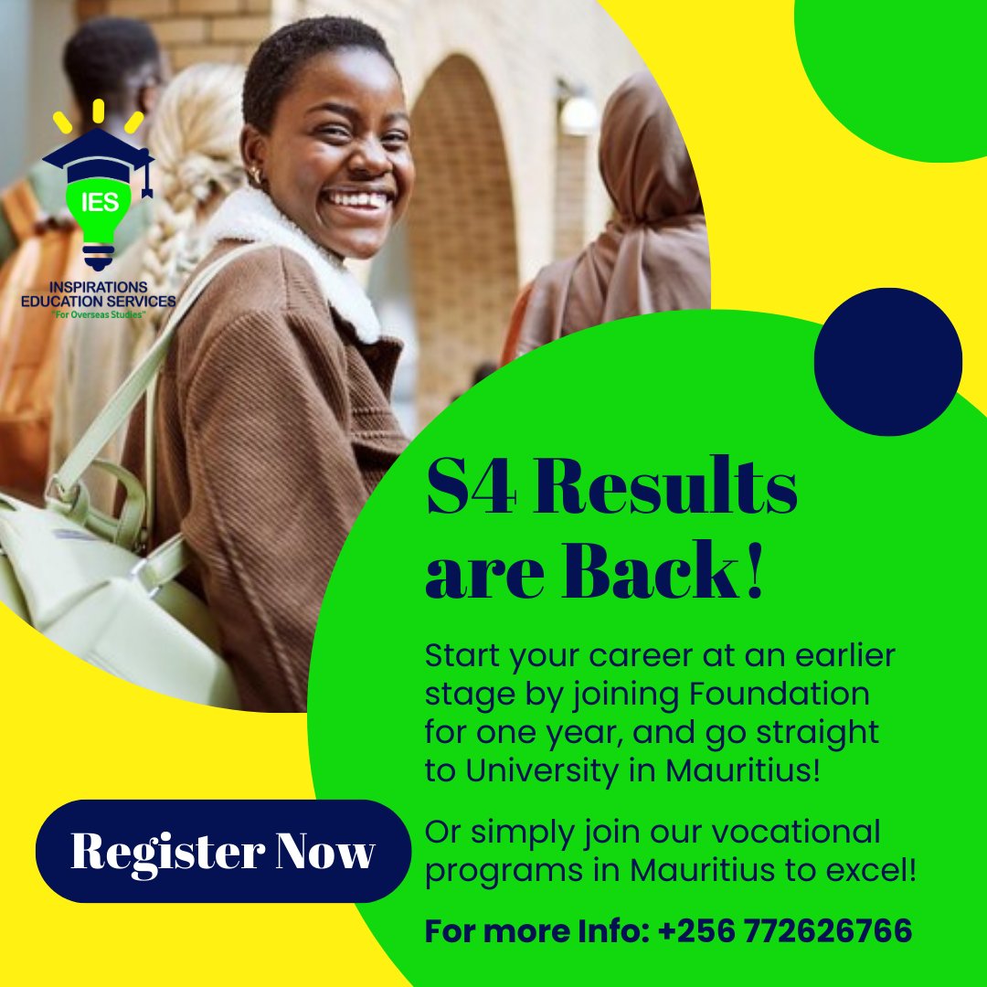 IesUganda's tweet image. S.4 Results are Back! Time to save time and money! #StudyAbroad #StudyAbroad2025
#StudyInMauritius