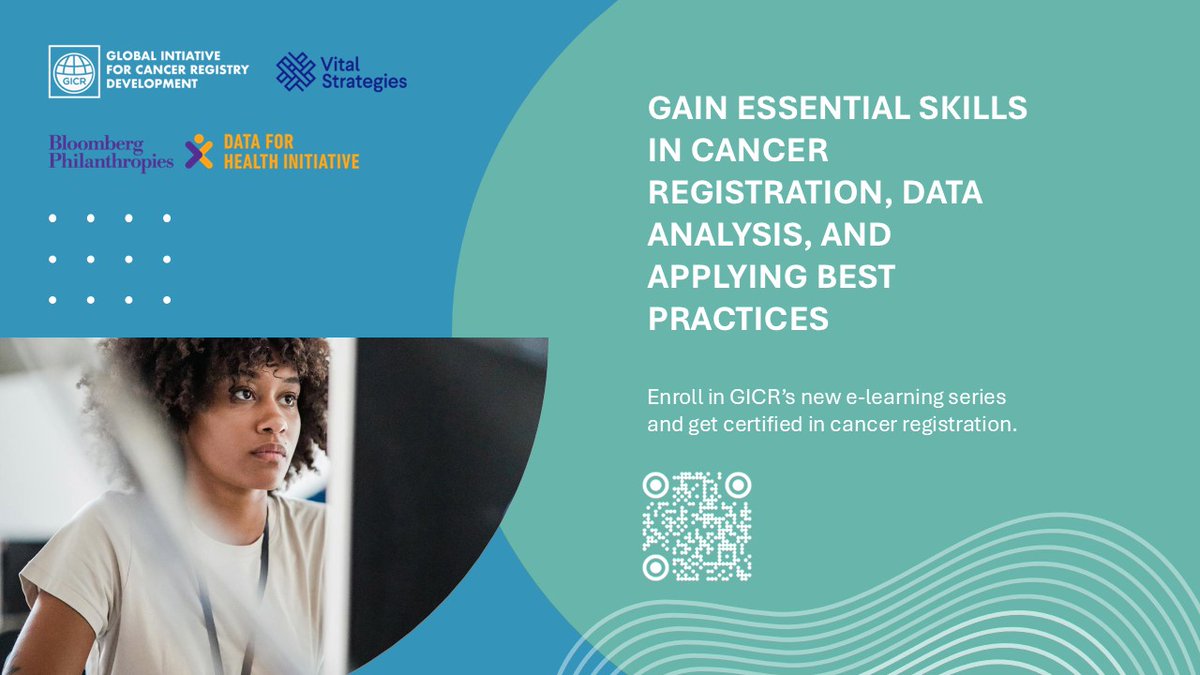The🆕GICR e-learning series has 16 modules covering topics such as data collection, management, &amp; analysis. The series learning through interactive exercises, challenge quizzes, &amp; additional reference materials.
Available in 🇬🇧,🇫🇷, &amp; 🇪🇸.
gicr.iarc.who.int/e-learning/