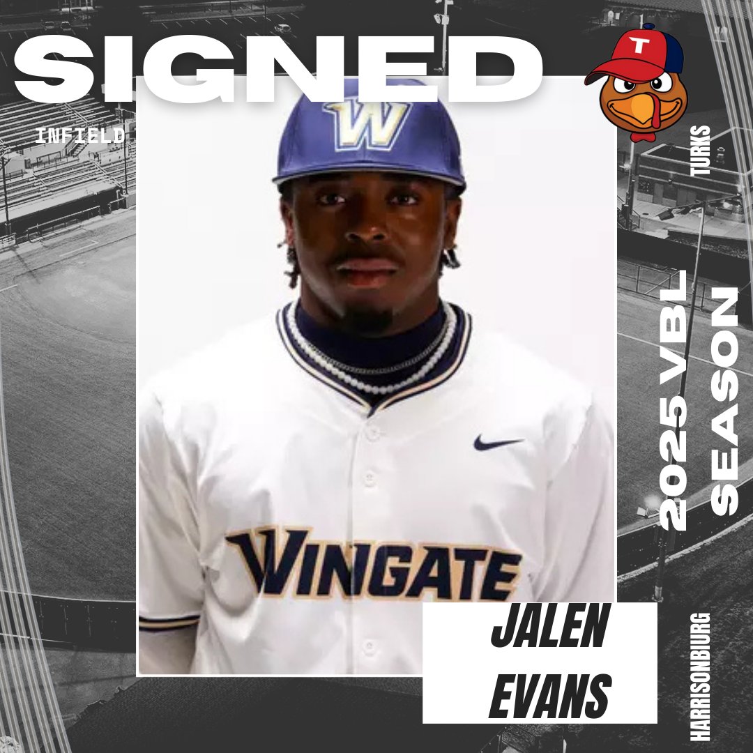 Harrisonburg Turks (@hbgturksvbl) on Twitter photo The 2025 <a href="/HbgTurksVBL/">Harrisonburg Turks</a> would like to welcome back 5'8 175lbs INF from Coats, NC <a href="/JalenE2023/">Jalen Evans</a>. Evans played for the Turks in 2024 and is currently a junior at <a href="/WingateBaseball/">Wingate Baseball</a>. The 2025 <a href="/HbgTurksVBL/">Harrisonburg Turks</a> would like to welcome back 5'8 175lbs INF from Coats, NC <a href="/JalenE2023/">Jalen Evans</a>. Evans played for the Turks in 2024 and is currently a junior at <a href="/WingateBaseball/">Wingate Baseball</a>.