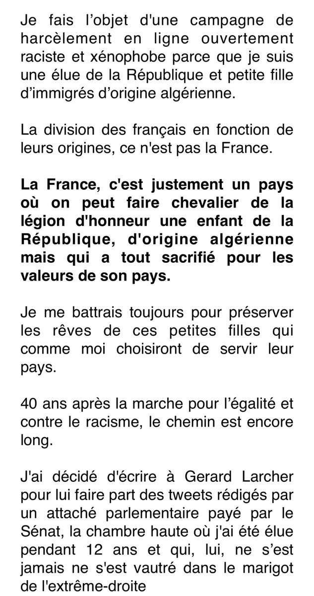 🇫🇷 « La France est un pays où une petite fille d’immigrés algériens peut devenir chevalier de la légion d’honneur. »

Ma déclaration suite à la vague de haine déclenchée par le RN et l’extrême-droite ⬇️