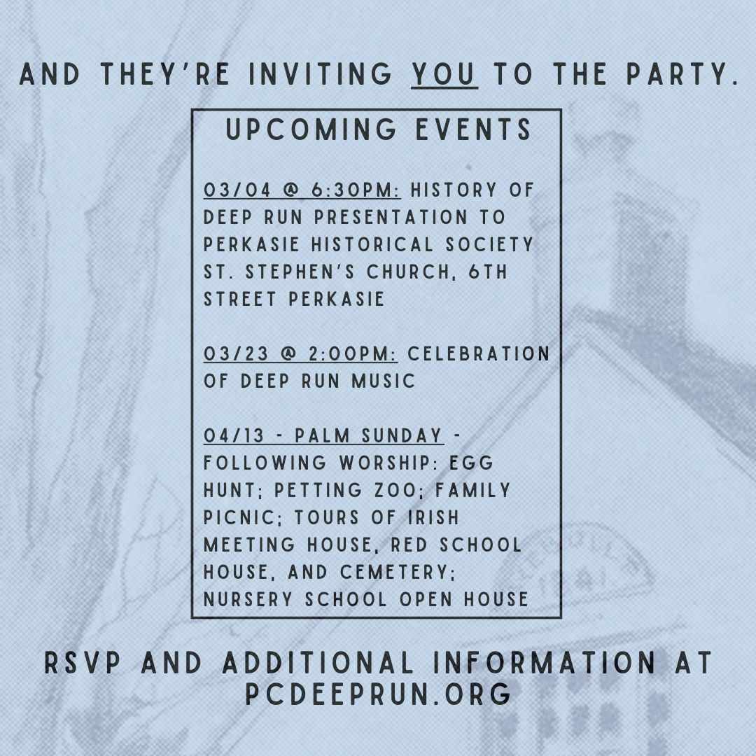 The Presbyterian Church of Deep Run (Upper Bucks County) is celebrating a birthday this year—the big 3-0-0! The congregation originated as a sanctuary for Scots-Irish Presbyterians arriving in PA during the early decades of the 18th century. 
More info: buff.ly/3WPVeIB