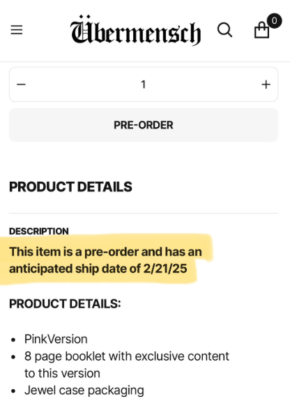 gdragonintl's tweet photo. [NOTICE]

The US album shipping schedule has been updated!
This pre-order item is now expected to ship on 2/21/25. 

✅Will send another notice once Spotify release schedule has been updated

Thank you for your patience! 

- Kwon Jiyong Union 

D-13 TILL ÜBERMENSCH
#GDRAGON2025 #지드래곤
#GDRAGON_ÜBERMENSCH @IBGDRGN