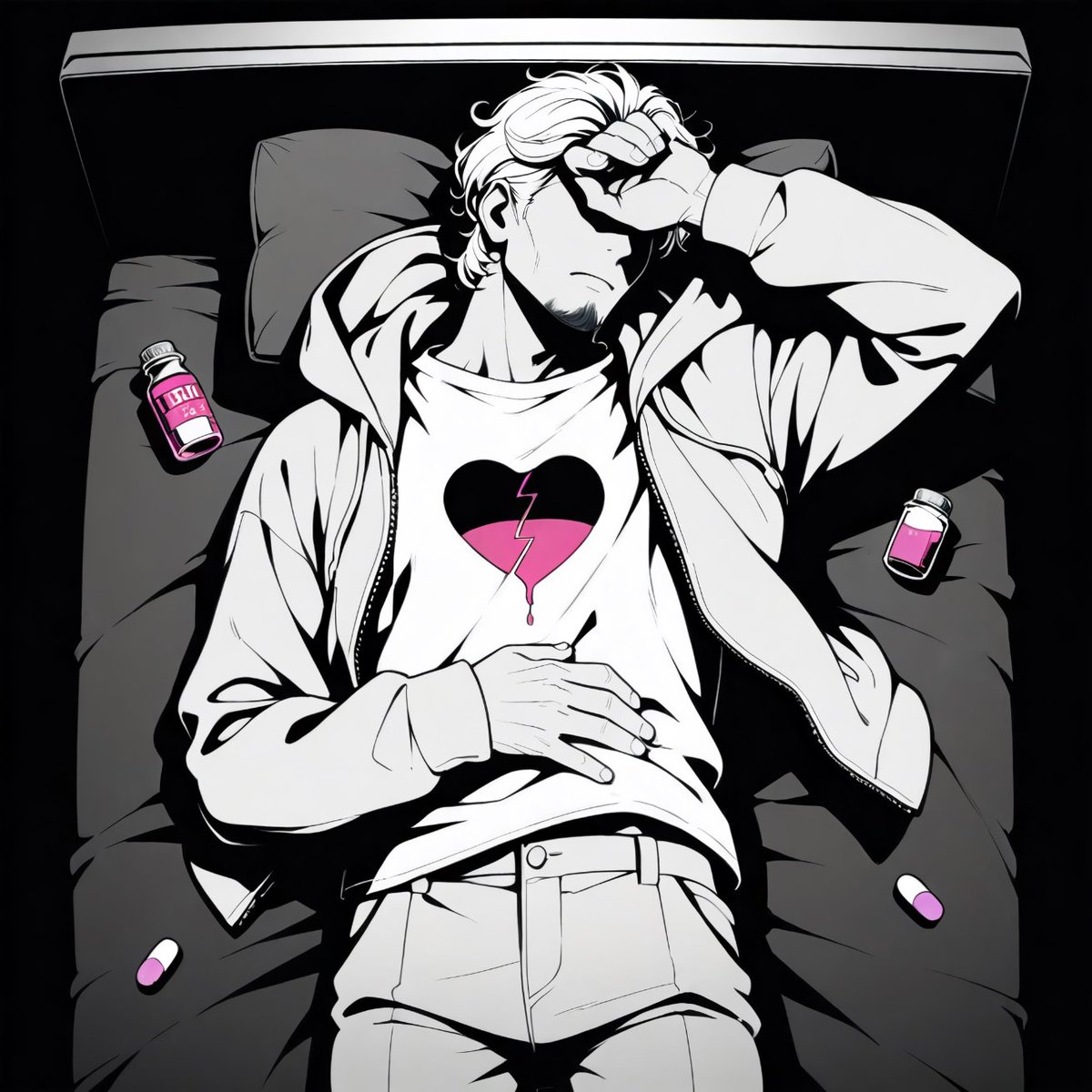 "Ache" - Valentine
"He swallowed joy, but it never reached his heart." ~ A
---- ----
#ValentinesDay #Monochrome #animestyle