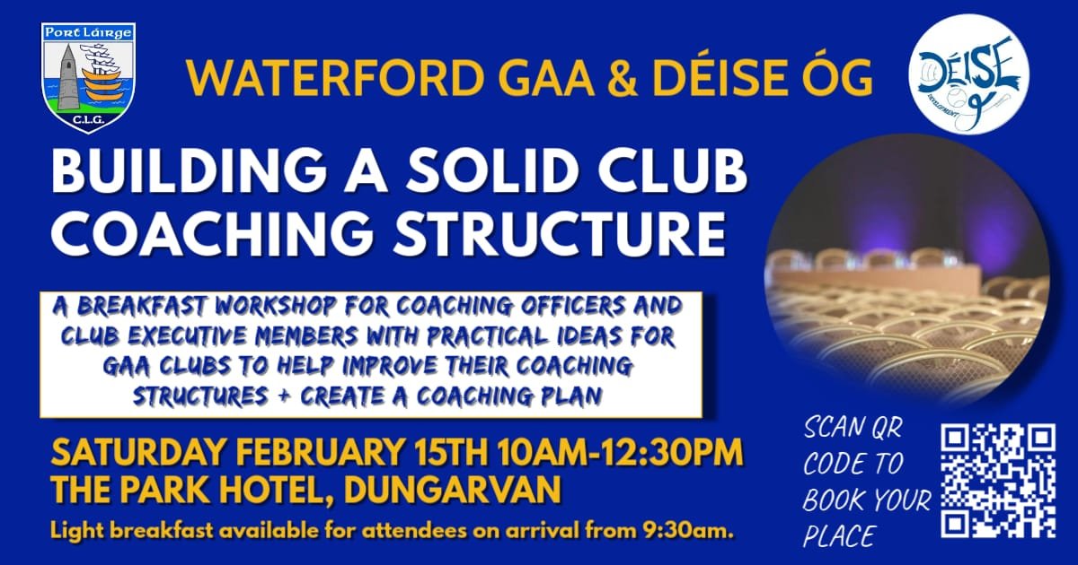 ONLY 3 DAYS TO GO!!!

Our Coaching Officers Breakfast Workshop takes place in The Park Hotel, Dungarvan this Saturday Feb 15th.

All coaching officers, chairpersons and secretaries are invited.

25 clubs have already booked in. Has yours? 

Register Here: forms.office.com/e/UmrSdwSHw1