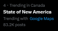 Tronnyverse's tweet photo. Did Trump make Google Maps rename New Mexico New America or something? 😳 First the Gulf of Mexico, next the state? 😱 https://t.co/6nyoOn0z0j