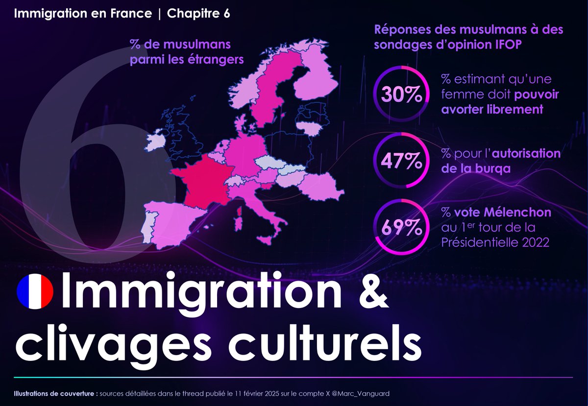 marc_vanguard's tweet photo. 🚨 Immigration en France | chapitre 6

⚡️ Alimentée par l'immigration, la forte croissance de la population musulmane s'accompagne de tensions.

👉 Nous verrons dans ce thread que certains clivages d'opinion peuvent fragiliser notre cohésion sociale 🧵⬇️