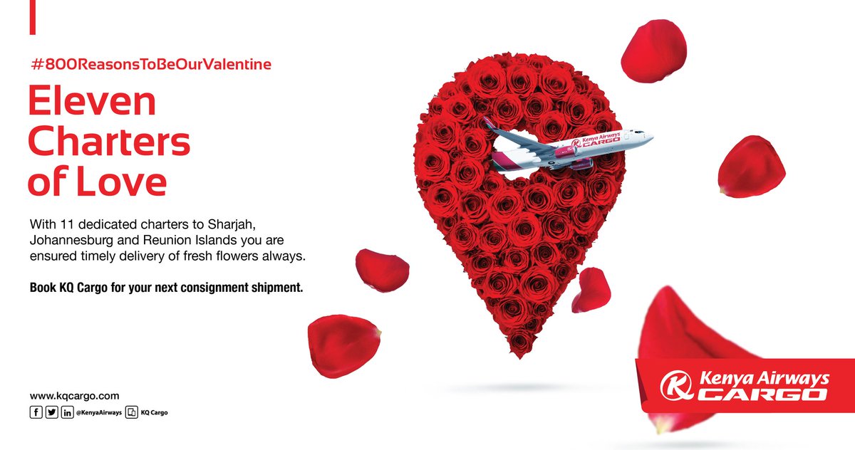 800 reasons to be our Valentine!

Enjoy 11 dedicated charters of Kenya's freshest flowers, handpicked and packed with love, handled with great care, and always delivered on time.

Book Now: