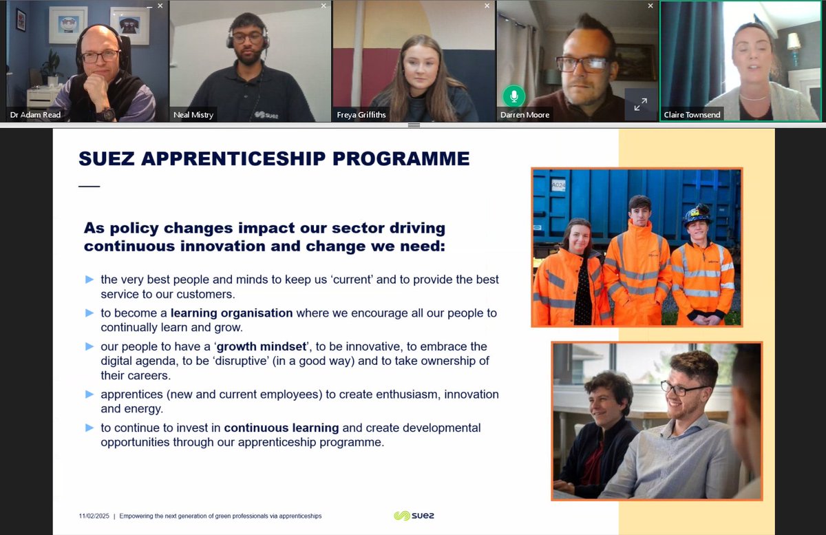 AdamRead74's tweet image. I really enjoyed hosting the latest @suezUK webinar championing #ApprenticeWeek &amp;amp; the work we are doing #collaboratively to develop new courses, content &amp;amp; experiences to #upskill &amp;amp; #attract #newtalent to our transitional sector! Watch it back here: bit.ly/40TBq9R