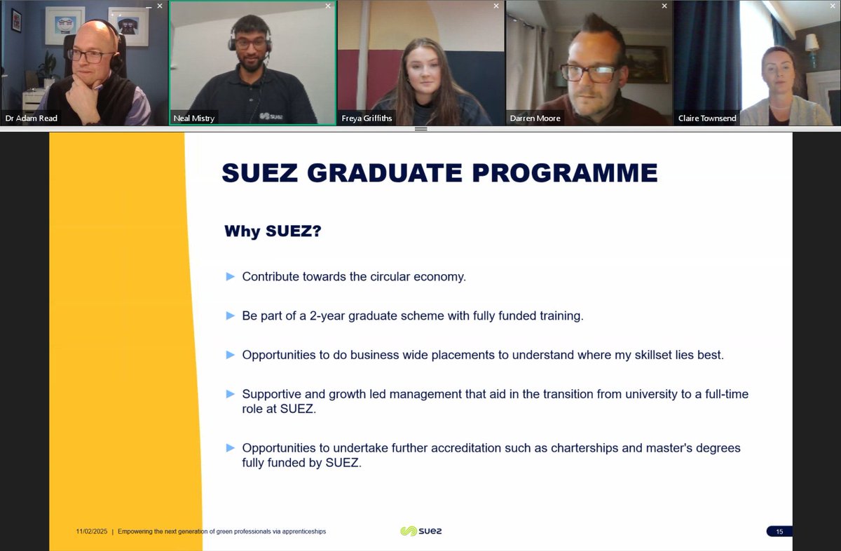 AdamRead74's tweet image. I really enjoyed hosting the latest @suezUK webinar championing #ApprenticeWeek &amp;amp; the work we are doing #collaboratively to develop new courses, content &amp;amp; experiences to #upskill &amp;amp; #attract #newtalent to our transitional sector! Watch it back here: bit.ly/40TBq9R