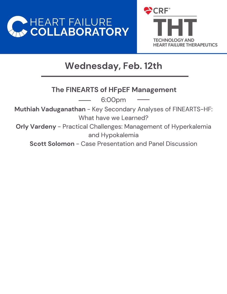 HF Collaboratory (@hfcollaboratory) on Twitter photo Today marks day 2 of #THT2025 Don’t forget to stop by and show support to presenting HFC members from agenda ⬇️
<a href="/JonWCunningham/">Jon Cunningham</a> <a href="/mrchrtfaildoc/">Maria Rosa Costanzo</a> <a href="/JavedButler1/">Javed Butler</a> <a href="/LindenfeldJoann/">Joann Lindenfeld</a> <a href="/mvaduganathan/">Muthu Vaduganathan</a> <a href="/orlyvardeny/">orlyvardeny</a> <a href="/scottdsolomon/">scottdavidsolomon</a> <a href="/mfiuzat/">Mona Fiuzat</a> <a href="/coconnormd/">Christopher O'Connor</a> <a href="/ankeetbhatt/">Ankeet S. Bhatt, MD, MBA</a> Today marks day 2 of #THT2025 Don’t forget to stop by and show support to presenting HFC members from agenda ⬇️
<a href="/JonWCunningham/">Jon Cunningham</a> <a href="/mrchrtfaildoc/">Maria Rosa Costanzo</a> <a href="/JavedButler1/">Javed Butler</a> <a href="/LindenfeldJoann/">Joann Lindenfeld</a> <a href="/mvaduganathan/">Muthu Vaduganathan</a> <a href="/orlyvardeny/">orlyvardeny</a> <a href="/scottdsolomon/">scottdavidsolomon</a> <a href="/mfiuzat/">Mona Fiuzat</a> <a href="/coconnormd/">Christopher O'Connor</a> <a href="/ankeetbhatt/">Ankeet S. Bhatt, MD, MBA</a>