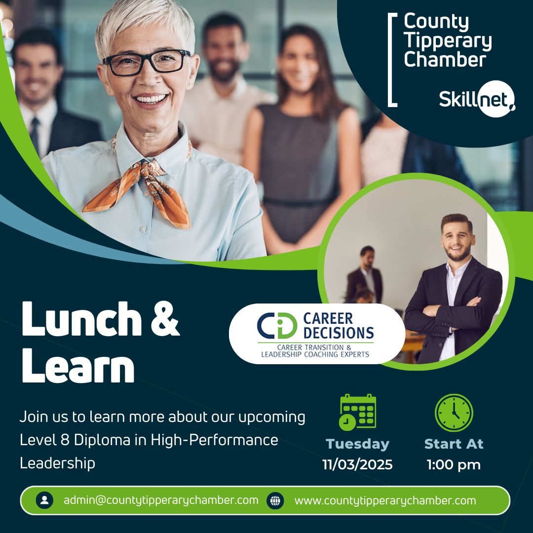 County Tipperary Chamber Skillnet (@cotippskillnet) on Twitter photo Are you interested in exceptional Leadership? Then you will love our free LUNCH & LEARN: Insights into The Art of High-Performance Leadership on 11th March.
Book your place here: countytipperarychamber.com/skillnet-upcom…
#ThinkTalent #Leadership #Training
<a href="/CTChamber/">County Tipperary Chamber</a> Are you interested in exceptional Leadership? Then you will love our free LUNCH & LEARN: Insights into The Art of High-Performance Leadership on 11th March.
Book your place here: countytipperarychamber.com/skillnet-upcom…
#ThinkTalent #Leadership #Training
<a href="/CTChamber/">County Tipperary Chamber</a>